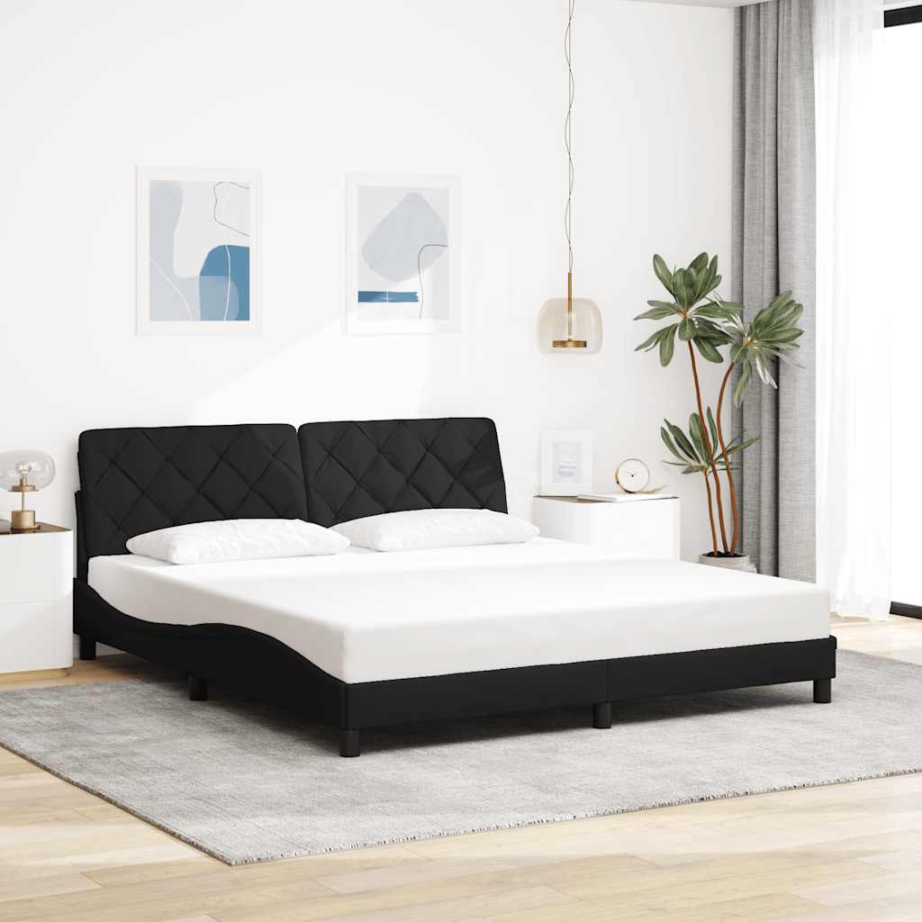 Cadre de lit avec LED sans matelas noir 180x200 cm tissu