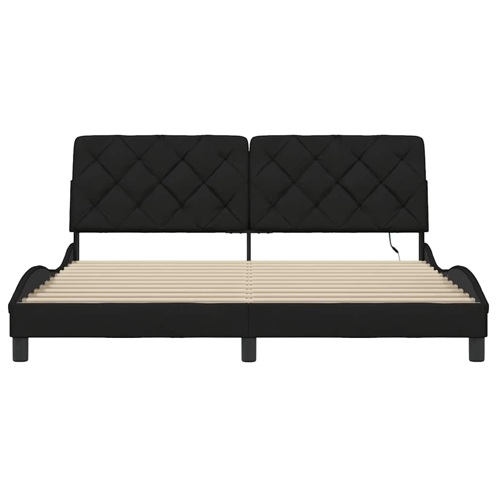 Cadre de lit avec LED sans matelas noir 180x200 cm tissu