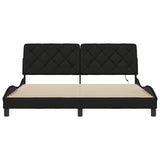 Bed frame with LED without mattress black 180x200 cm fabric