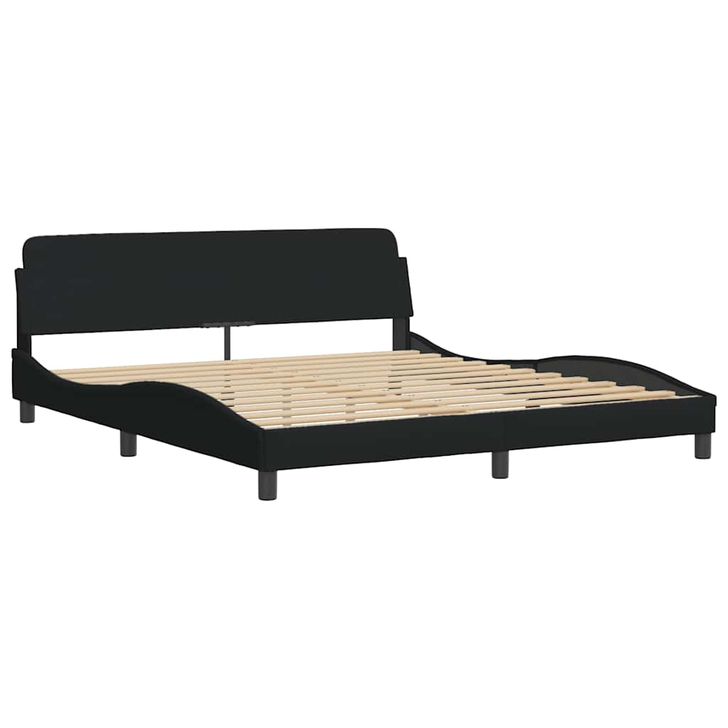 Bed frame with LED without mattress black 180x200 cm fabric