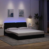 Bed frame with LED without mattress black 180x200 cm fabric