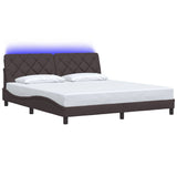 Cadre de lit avec LED sans matelas marron foncé 180x200cm tissu