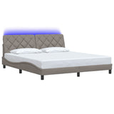 Cadre de lit avec LED sans matelas taupe 180x200 cm tissu