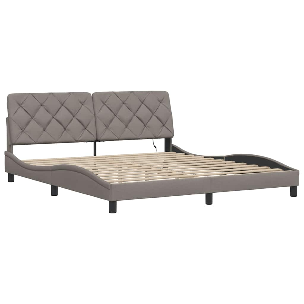 Cadre de lit avec LED sans matelas taupe 180x200 cm tissu