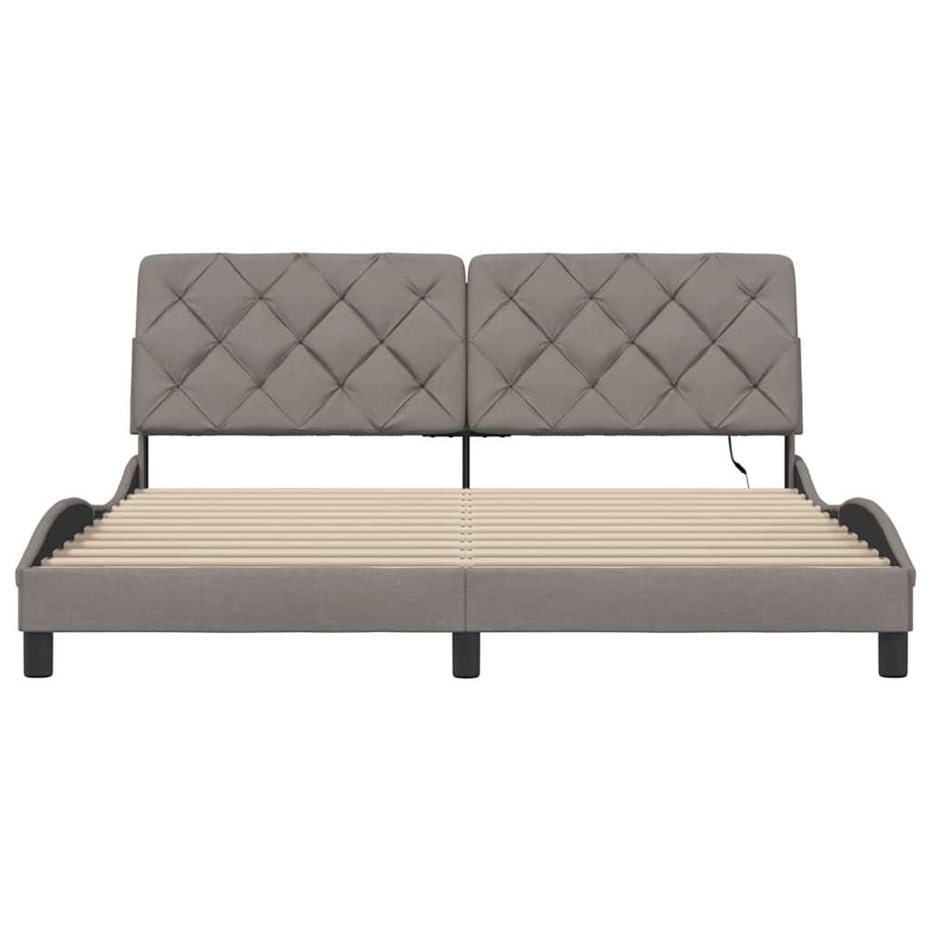 Cadre de lit avec LED sans matelas taupe 180x200 cm tissu