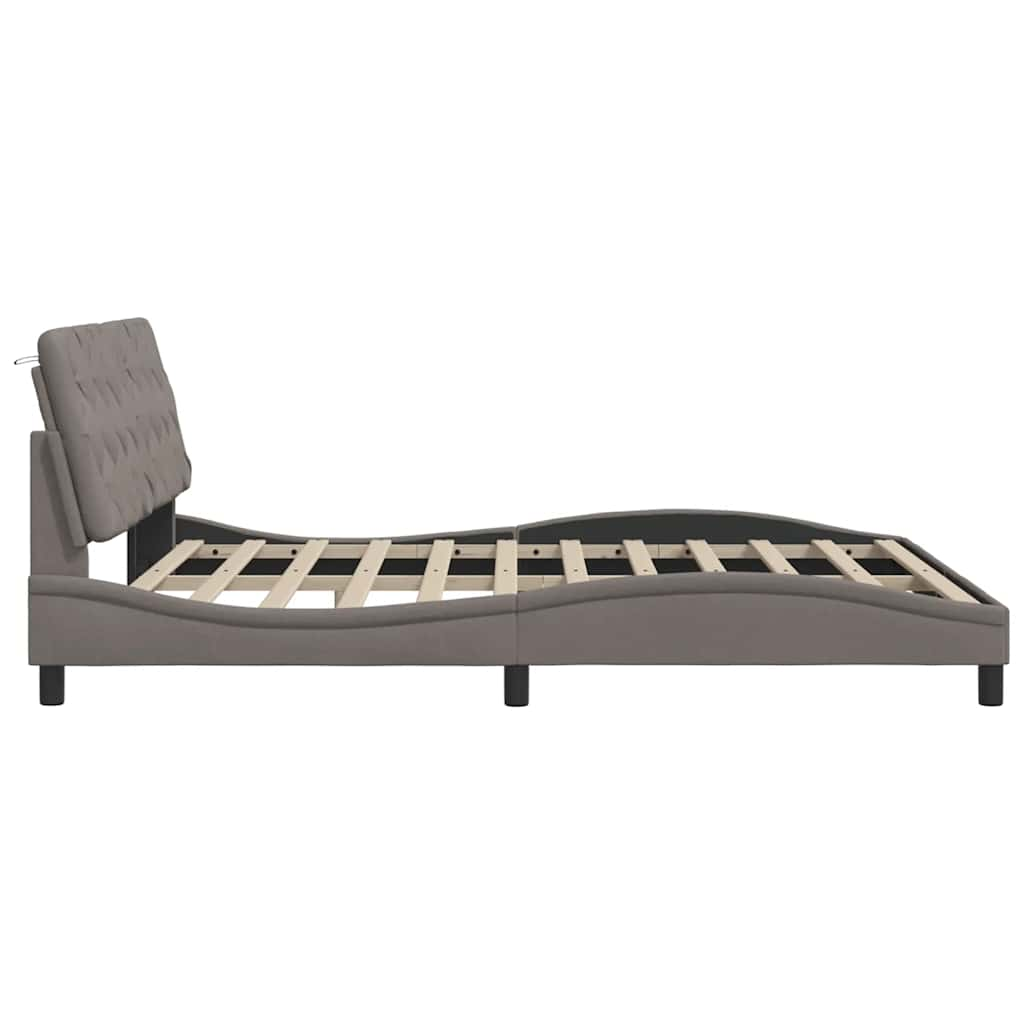 Cadre de lit avec LED sans matelas taupe 180x200 cm tissu