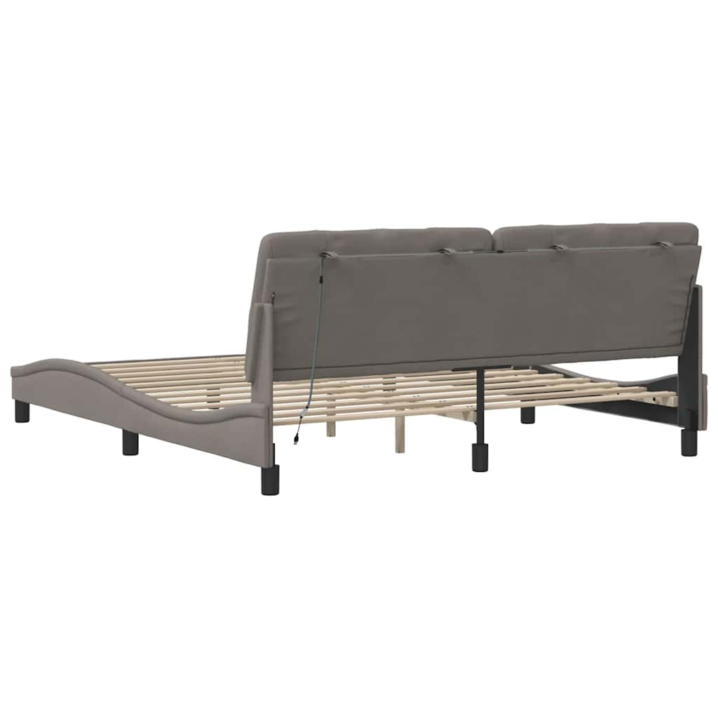 Cadre de lit avec LED sans matelas taupe 180x200 cm tissu