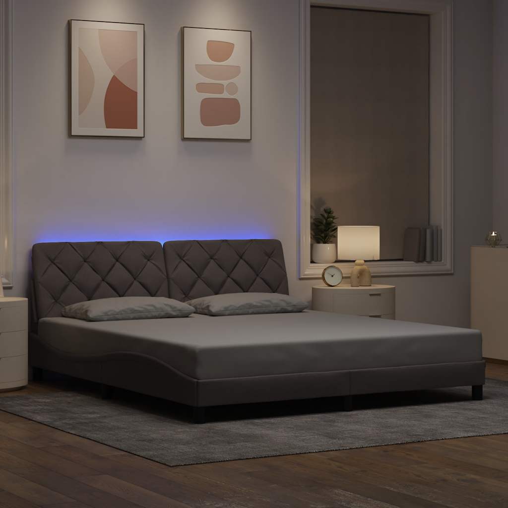 Cadre de lit avec LED sans matelas taupe 180x200 cm tissu