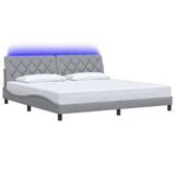 Cadre de lit avec LED sans matelas gris clair 200x200 cm tissu