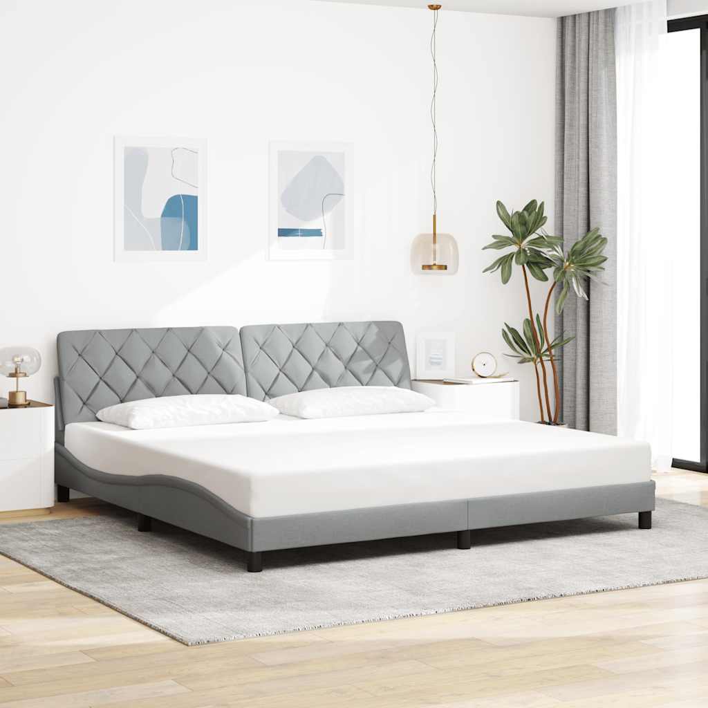 Cadre de lit avec LED sans matelas gris clair 200x200 cm tissu