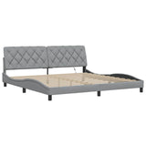 Cadre de lit avec LED sans matelas gris clair 200x200 cm tissu