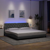 Cadre de lit avec LED sans matelas gris clair 200x200 cm tissu