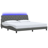 Cadre de lit avec LED sans matelas gris foncé 200x200 cm tissu