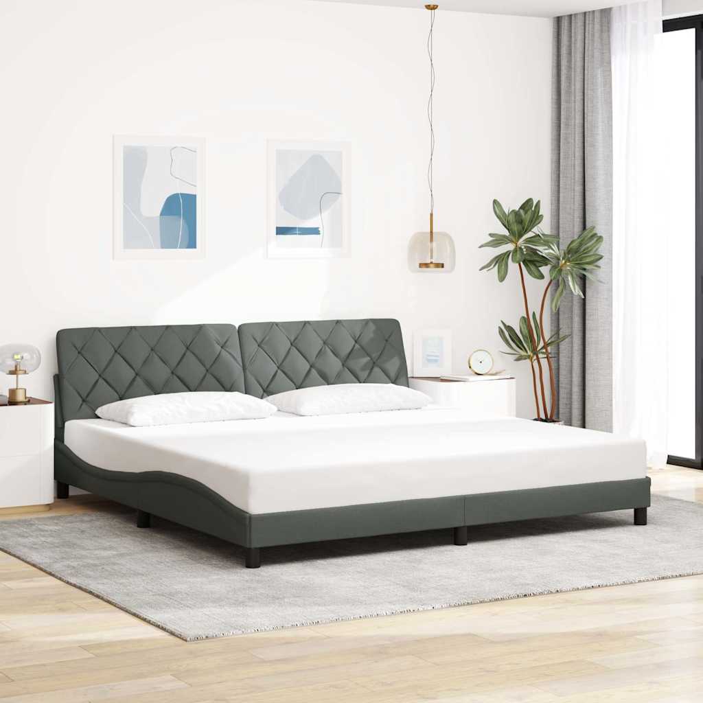 Cadre de lit avec LED sans matelas gris foncé 200x200 cm tissu