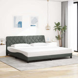 Cadre de lit avec LED sans matelas gris foncé 200x200 cm tissu