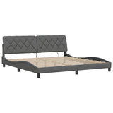 Cadre de lit avec LED sans matelas gris foncé 200x200 cm tissu