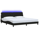 Cadre de lit avec LED sans matelas noir 200x200 cm tissu