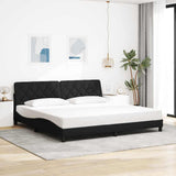 Cadre de lit avec LED sans matelas noir 200x200 cm tissu