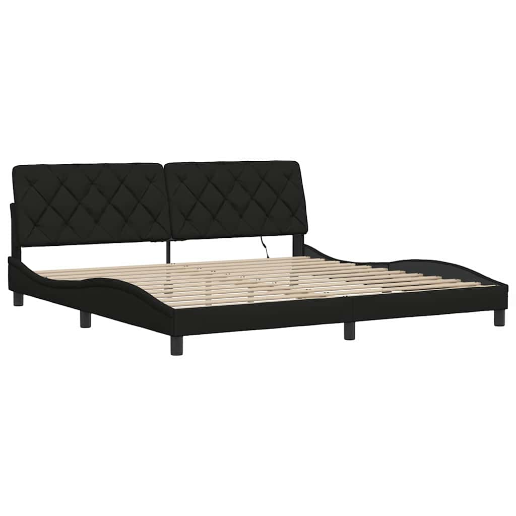 Cadre de lit avec LED sans matelas noir 200x200 cm tissu