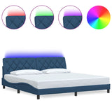 Cadre de lit avec LED sans matelas bleu 200x200 cm tissu