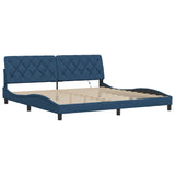 Cadre de lit avec LED sans matelas bleu 200x200 cm tissu