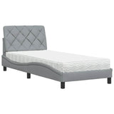 Lit avec matelas gris clair 80x200 cm tissu