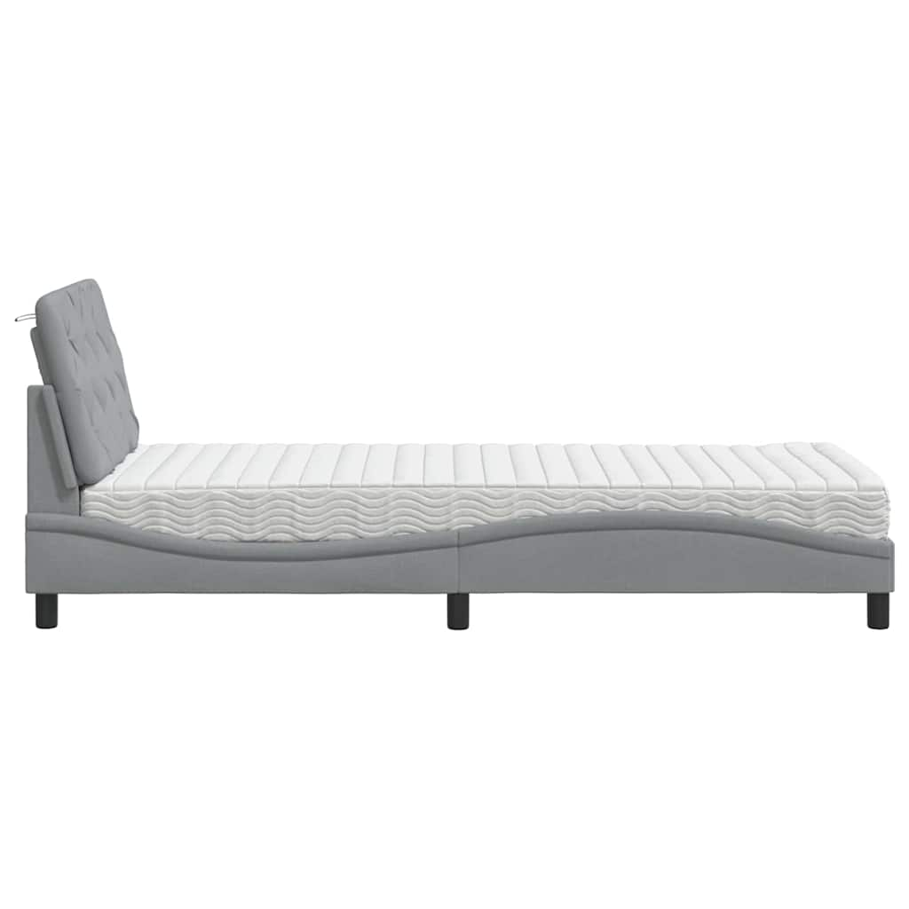 Lit avec matelas gris clair 80x200 cm tissu