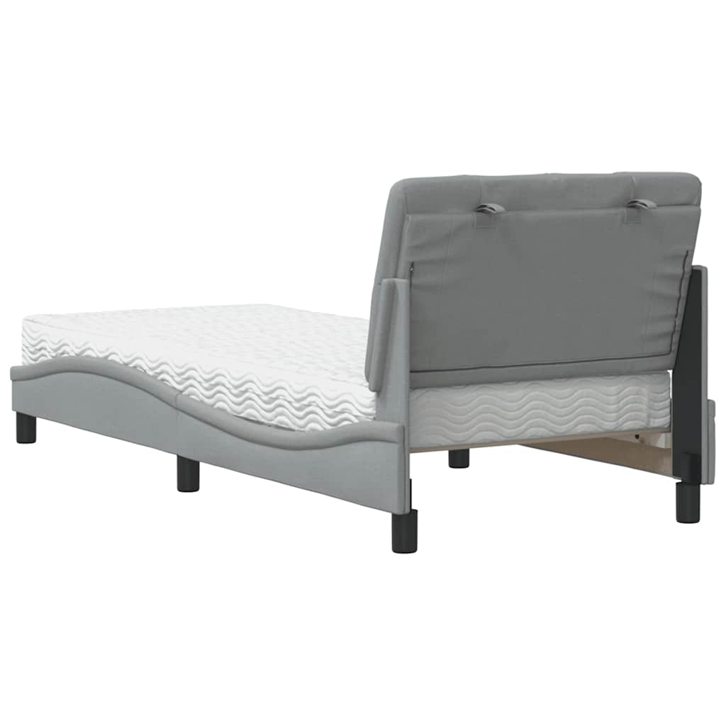 Lit avec matelas gris clair 80x200 cm tissu