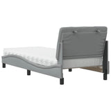 Lit avec matelas gris clair 80x200 cm tissu