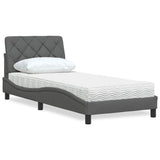 Lit avec matelas gris foncé 80x200 cm tissu