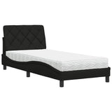 Lit avec matelas noir 80x200 cm tissu