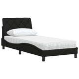 Lit avec matelas noir 80x200 cm tissu