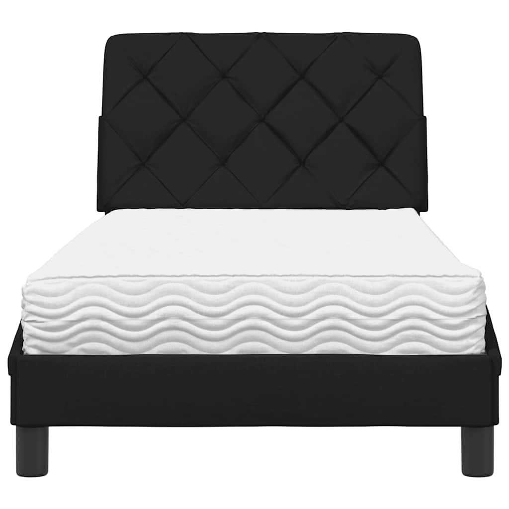 Lit avec matelas noir 80x200 cm tissu