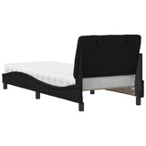 Lit avec matelas noir 80x200 cm tissu