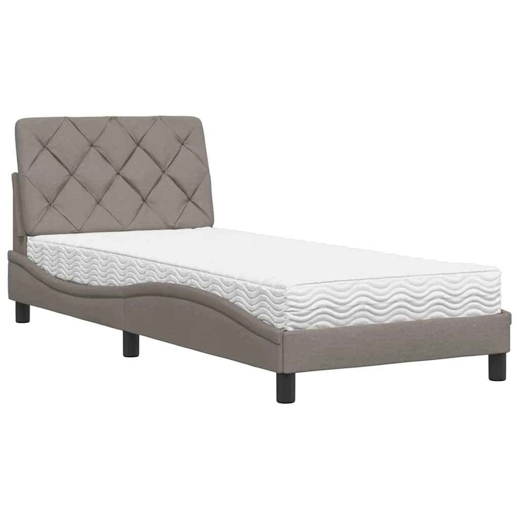 Lit avec matelas taupe 80x200 cm tissu