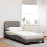 Lit avec matelas taupe 80x200 cm tissu