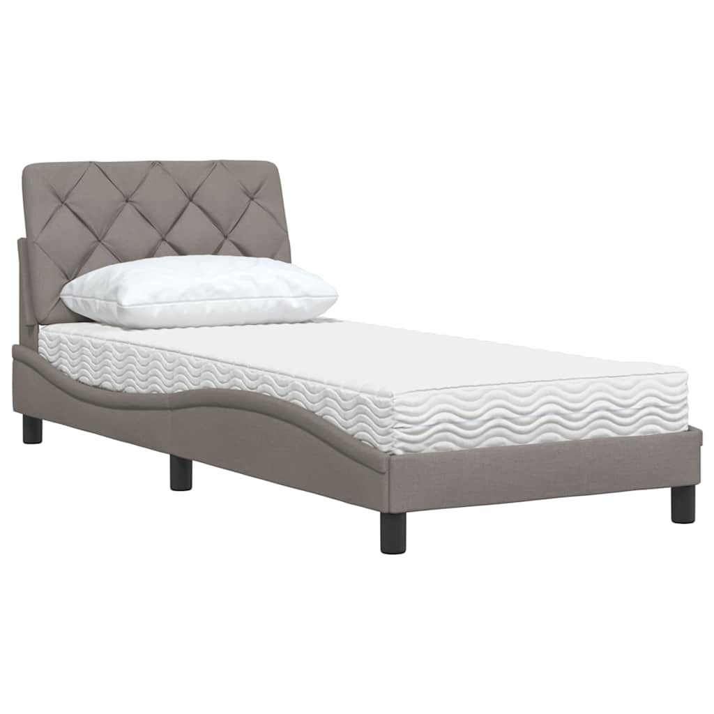 Lit avec matelas taupe 80x200 cm tissu