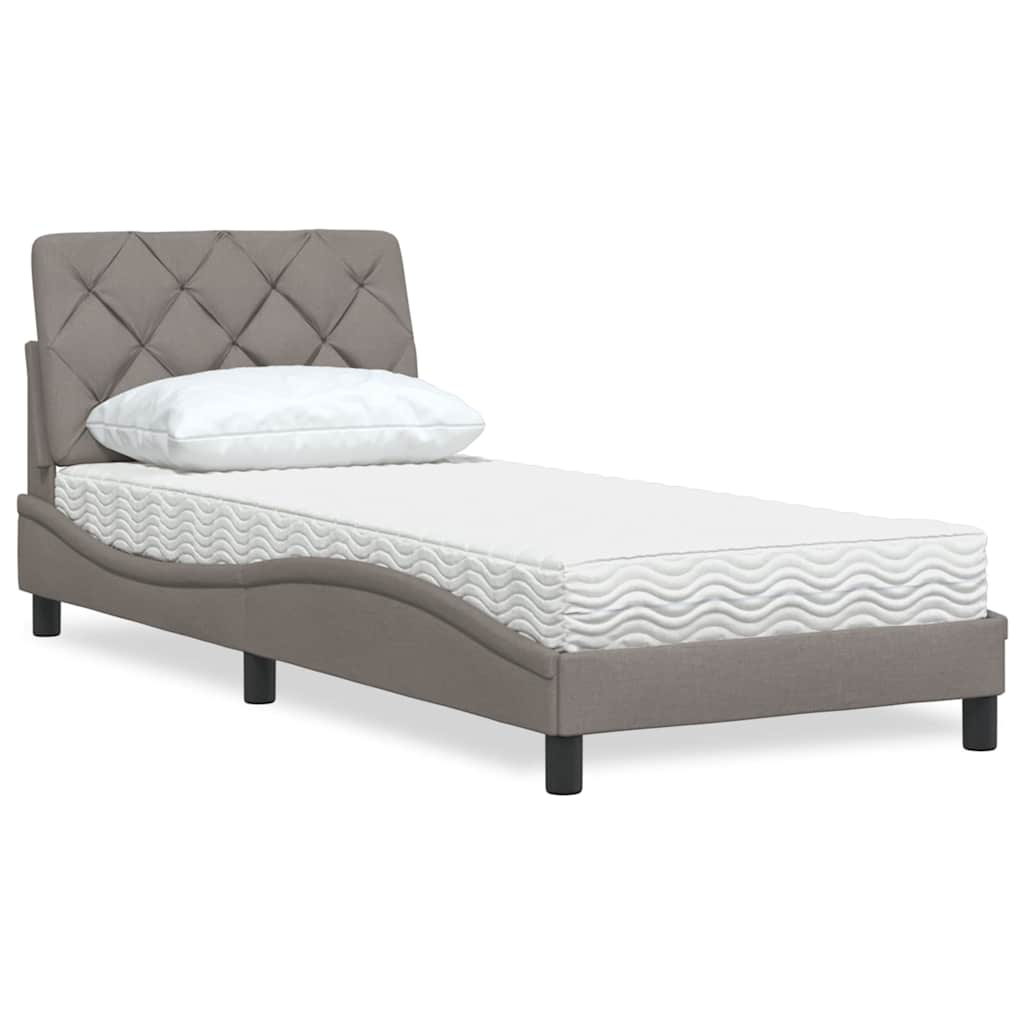 Lit avec matelas taupe 80x200 cm tissu