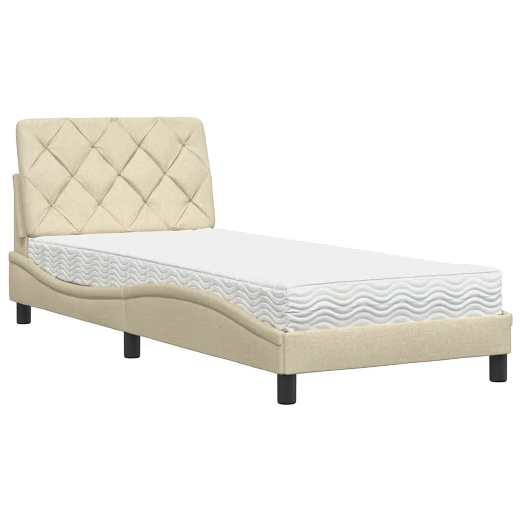 Lit avec matelas crème 80x200 cm tissu