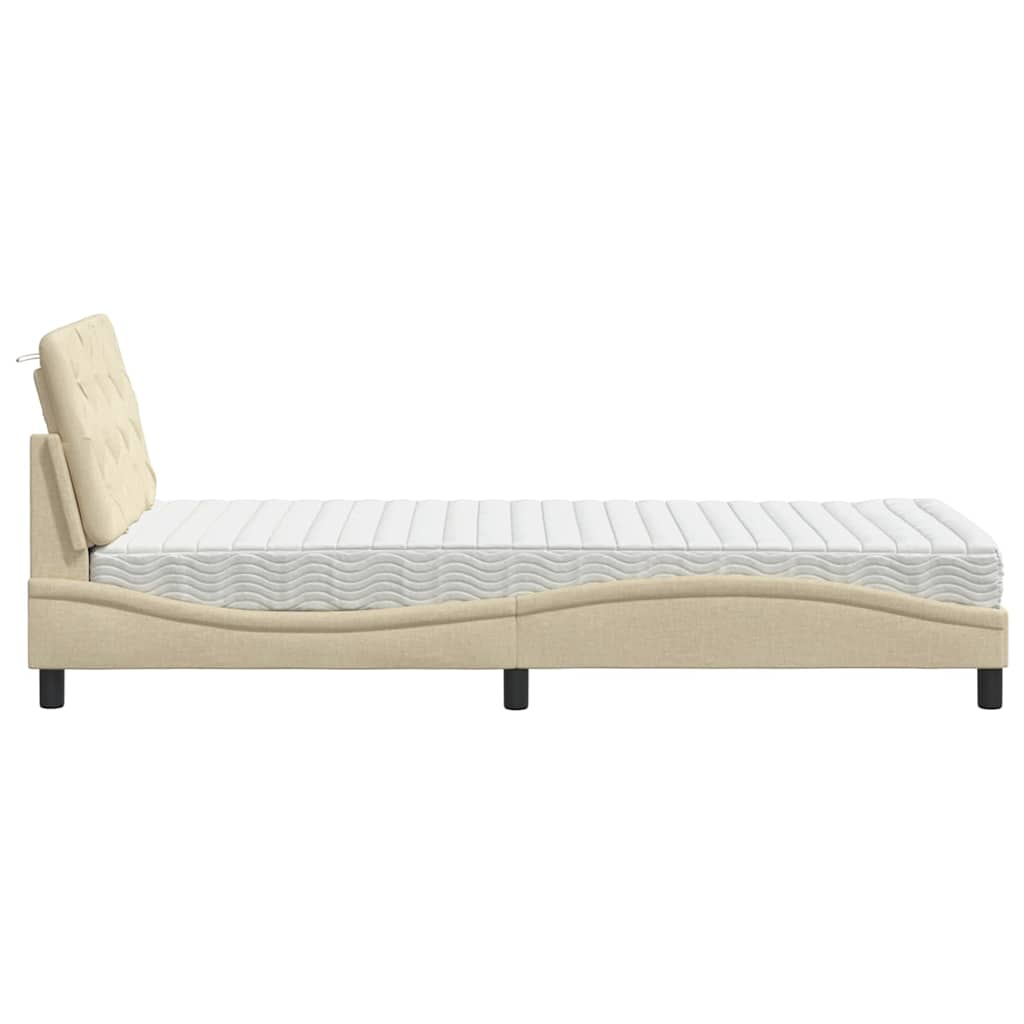 Lit avec matelas crème 80x200 cm tissu