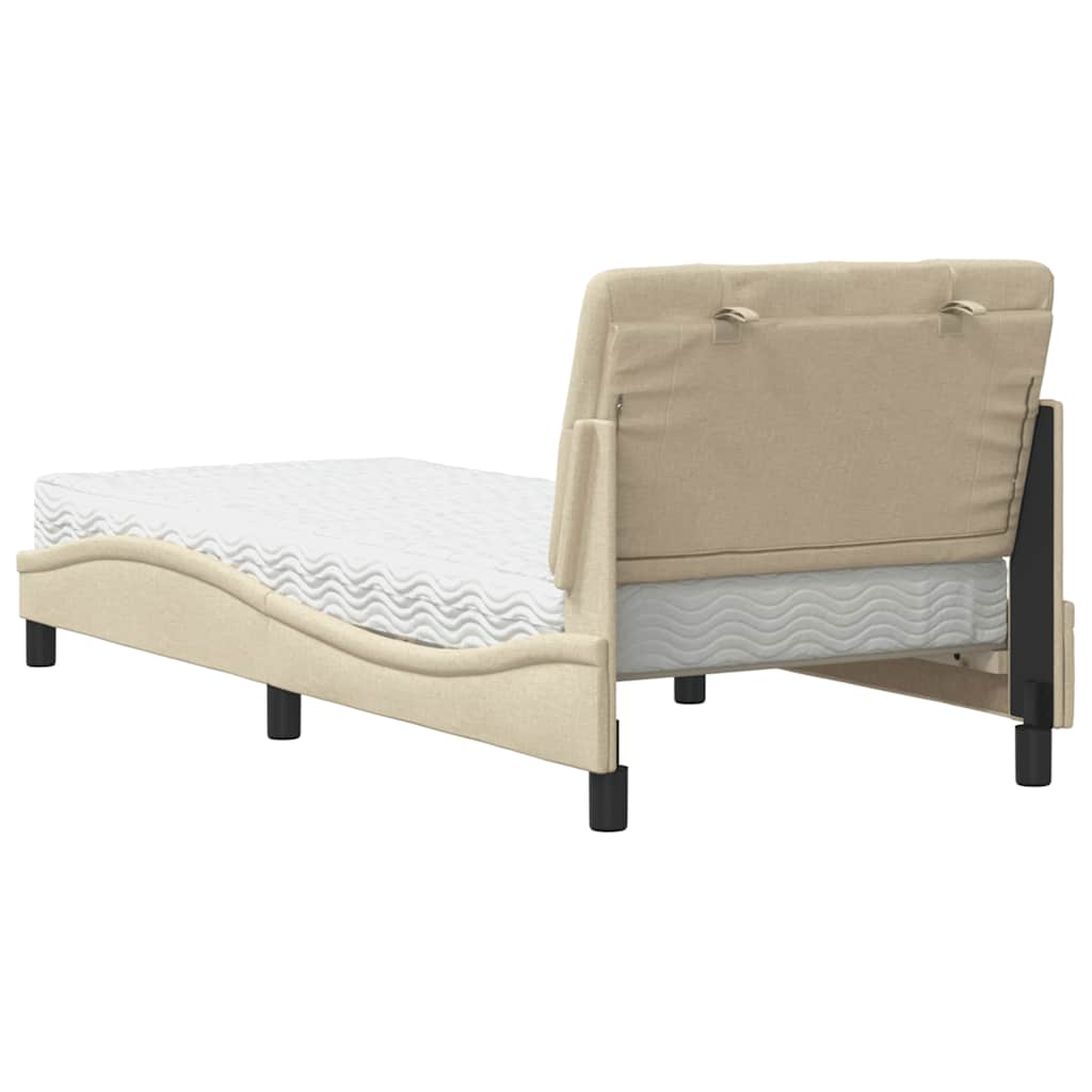 Lit avec matelas crème 80x200 cm tissu