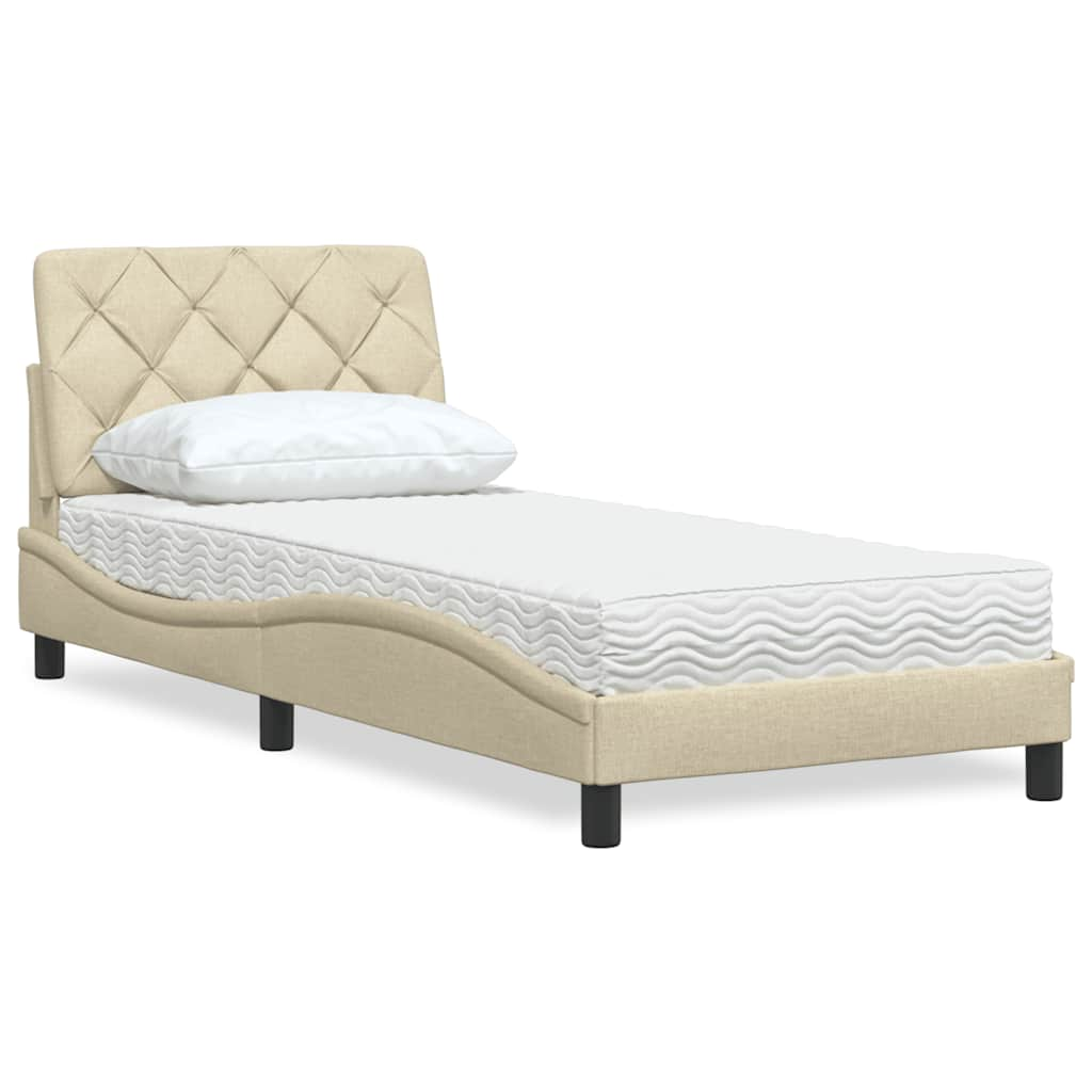 Lit avec matelas crème 80x200 cm tissu