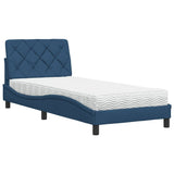 Lit avec matelas bleu 80x200 cm tissu