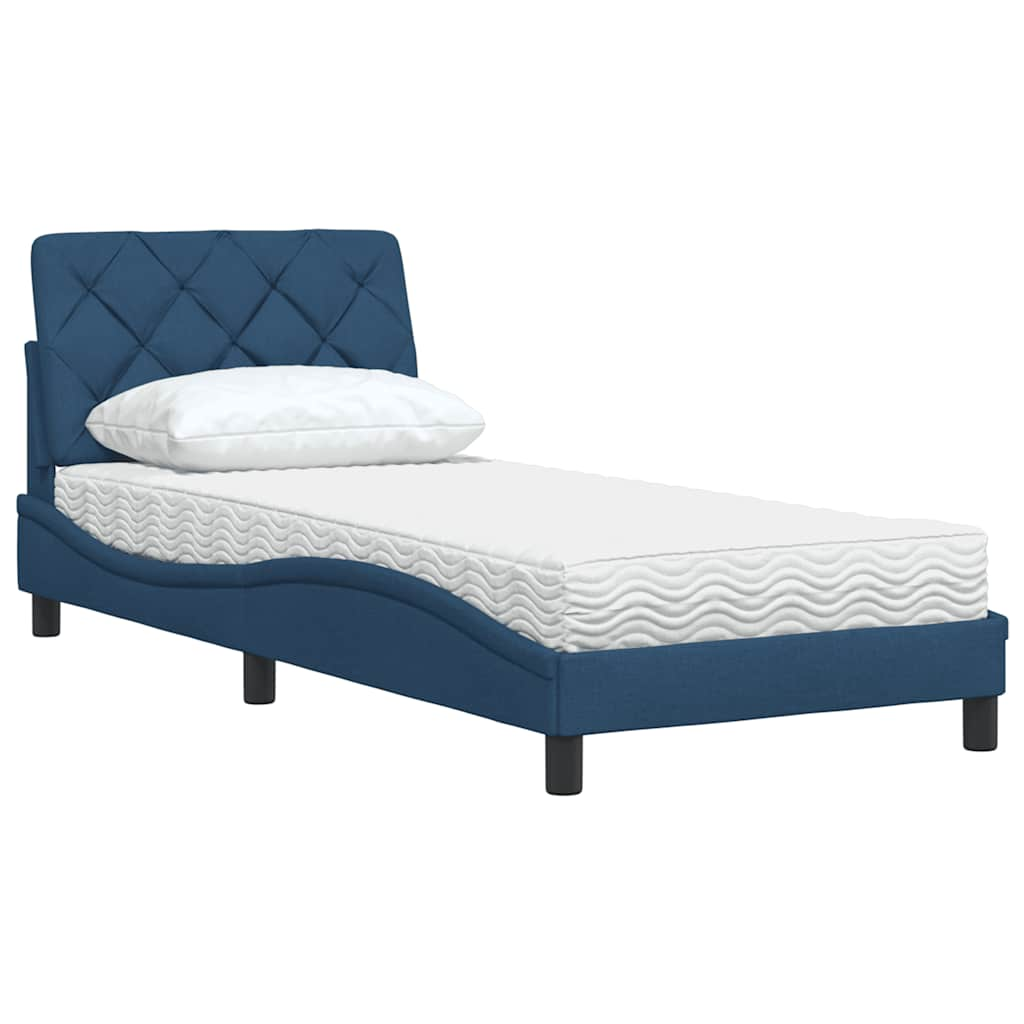 Lit avec matelas bleu 80x200 cm tissu