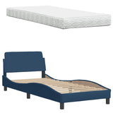 Lit avec matelas bleu 80x200 cm tissu