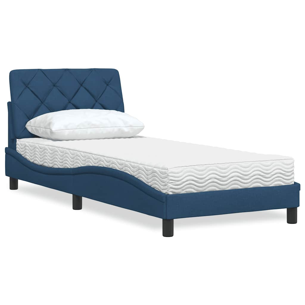 Lit avec matelas bleu 80x200 cm tissu