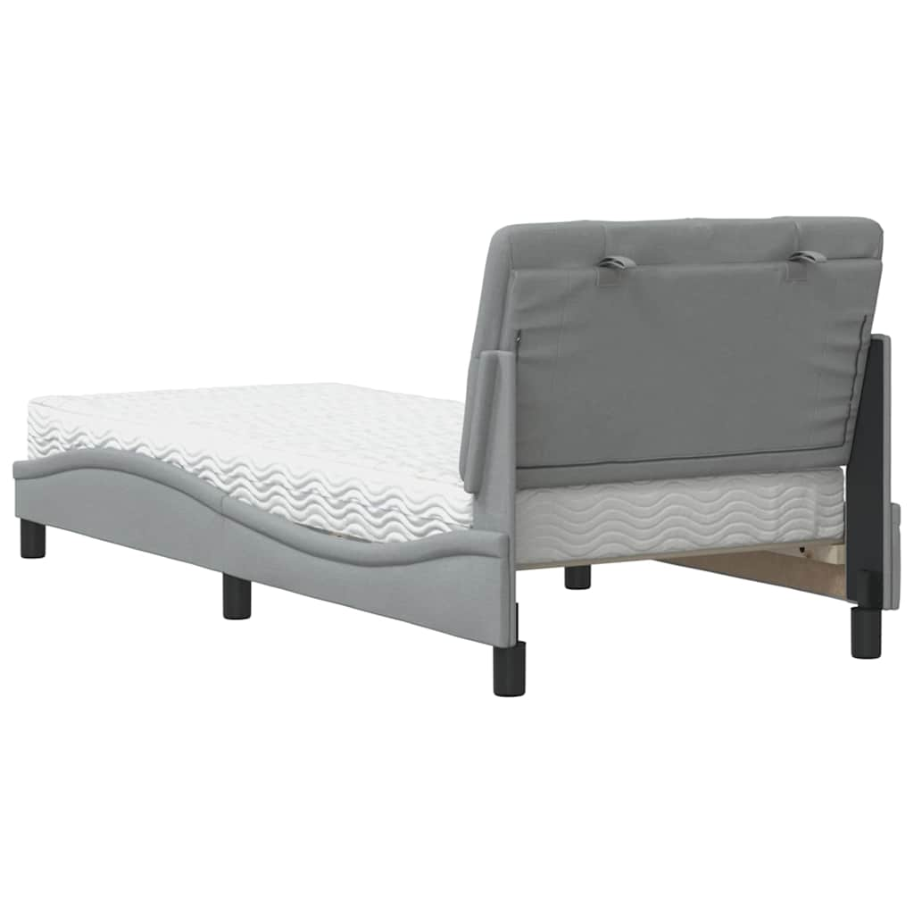 Lit avec matelas gris clair 90x190 cm tissu