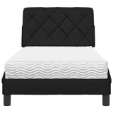 Lit avec matelas noir 90x190 cm tissu