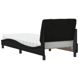 Lit avec matelas noir 90x190 cm tissu