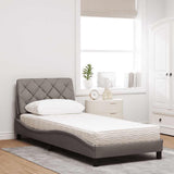 Lit avec matelas taupe 90x190 cm tissu